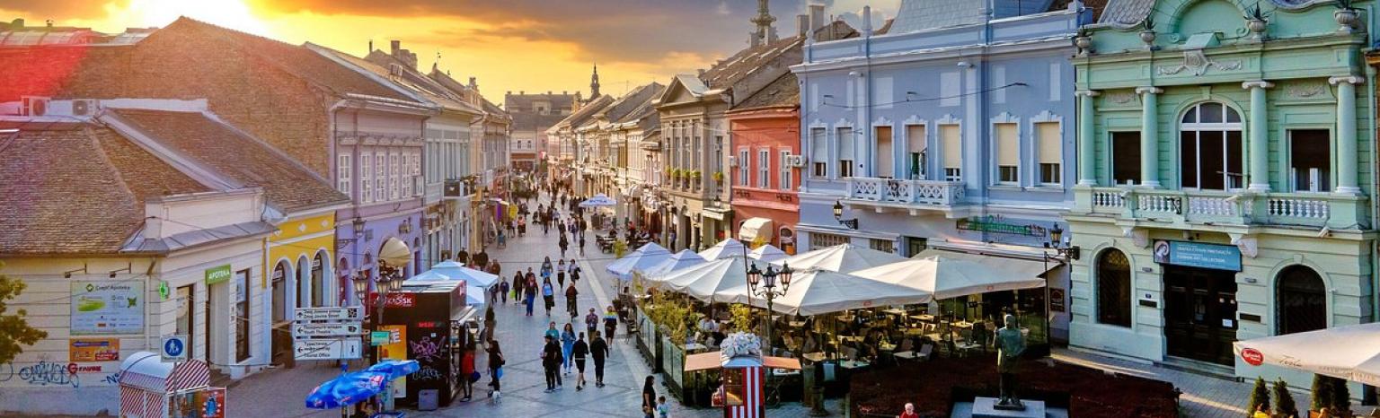 Novi Sad, Danube street at sunset